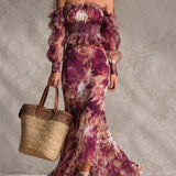 Maxi-Überraschungskleid in Antikrosa mit Blumenmuster
