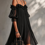 Hannelore – Schwarzes Spitzenkleid mit Chiffonärmeln