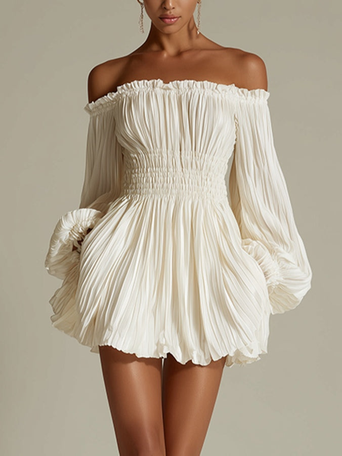 Désirée – Weisses Kleid mit Carmen-Ausschnitt