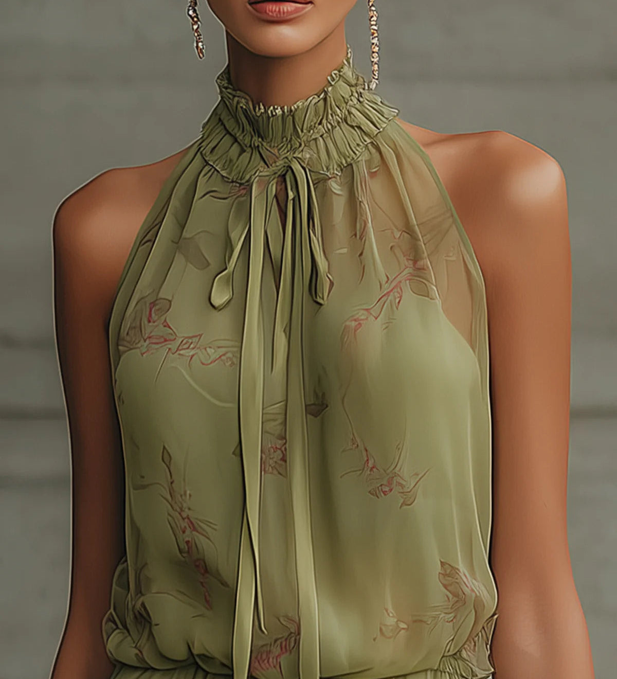 Zita – Grünes Chiffonkleid mit Blumenprint