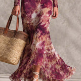 Maxi-Überraschungskleid in Antikrosa mit Blumenmuster