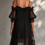 Hannelore – Schwarzes Spitzenkleid mit Chiffonärmeln