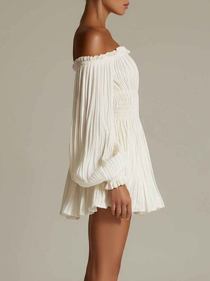 Désirée – Weisses Kleid mit Carmen-Ausschnitt