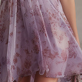 Dorothea – Lila Chiffonkleid mit Blumenprint