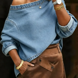Amandine | Schulterfreies Denimhemd
