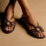 Mara | Sandalen mit floralem Flechtmuster