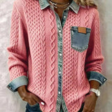 Olivia | Strickpullover mit Denim-Details