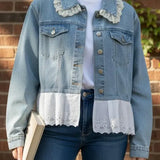 Anouk | Denimjacke mit Spitzenkragen
