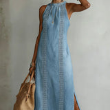 Julia | Jeanskleid mit Retro-Spitze