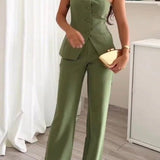 BRIA - Buttoned Sleeveless Two-Piece Set