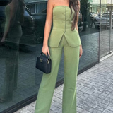 BRIA - Buttoned Sleeveless Two-Piece Set