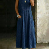 Alice | Ärmelloses Denimkleid im Westen-Look