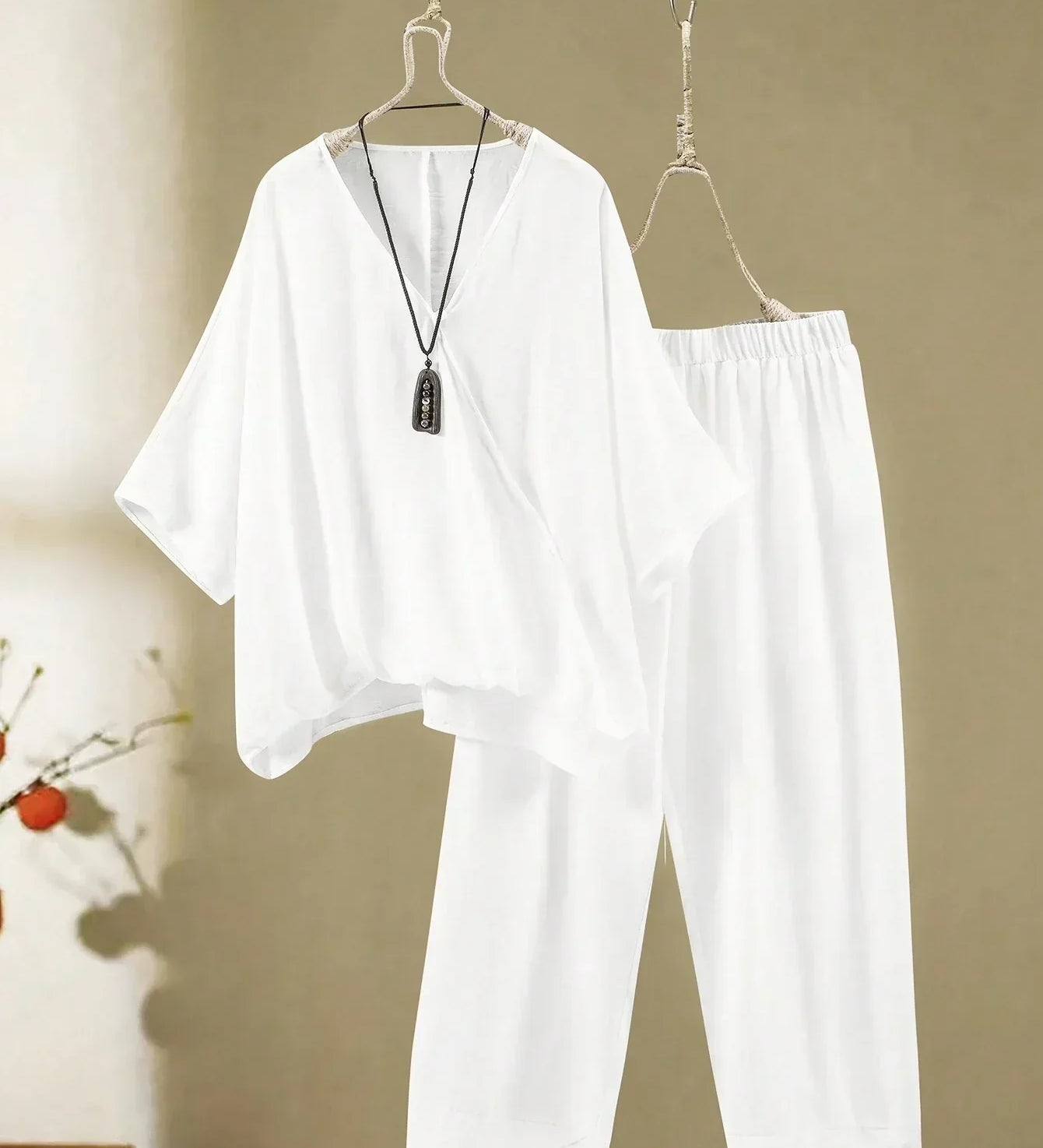 Juna – Weisses Set mit langer Tunika