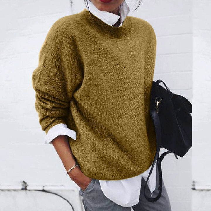 Margaret – Olivgrüner Pullover im Lagenlook
