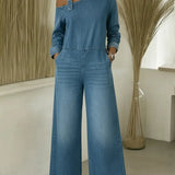 Caterina | Schulterfreier Denim-Jumpsuit