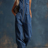Mélissa | Ärmelloser weisser Denim-Jumpsuit