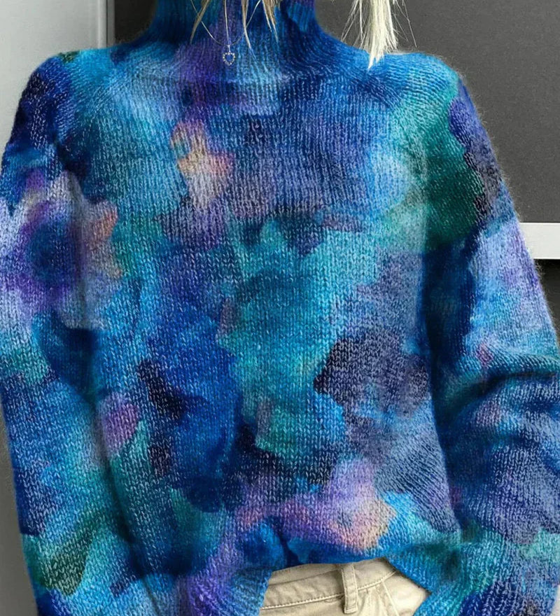 Emyra – Grüner Pullover mit Waldstickerei
