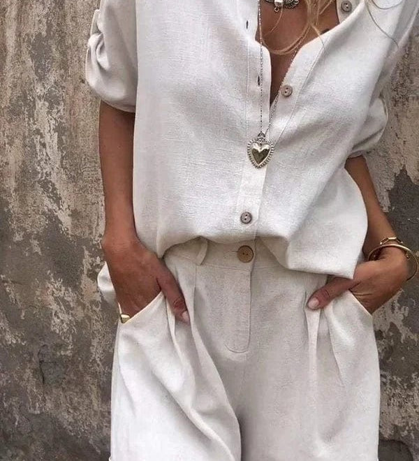 Melda – Weisses Blusenset mit Shorts
