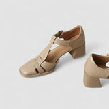Scarlett – T-Strap Orthopaedische Blockabsatz-Schuhe