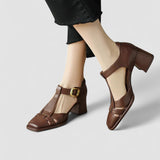 Scarlett – T-Strap Orthopaedische Blockabsatz-Schuhe