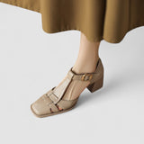 Scarlett – T-Strap Orthopaedische Blockabsatz-Schuhe