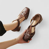 Scarlett – T-Strap Orthopaedische Blockabsatz-Schuhe