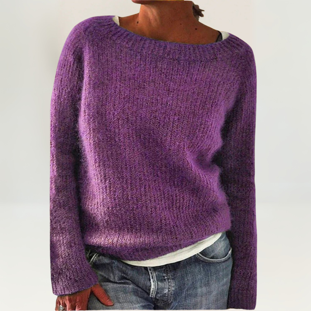 Suzy – Rostfarbener Pullover mit U-Boot-Ausschnitt