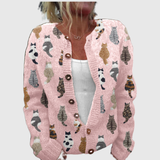 Charlotte | Cardigan mit buntem Katzenmuster