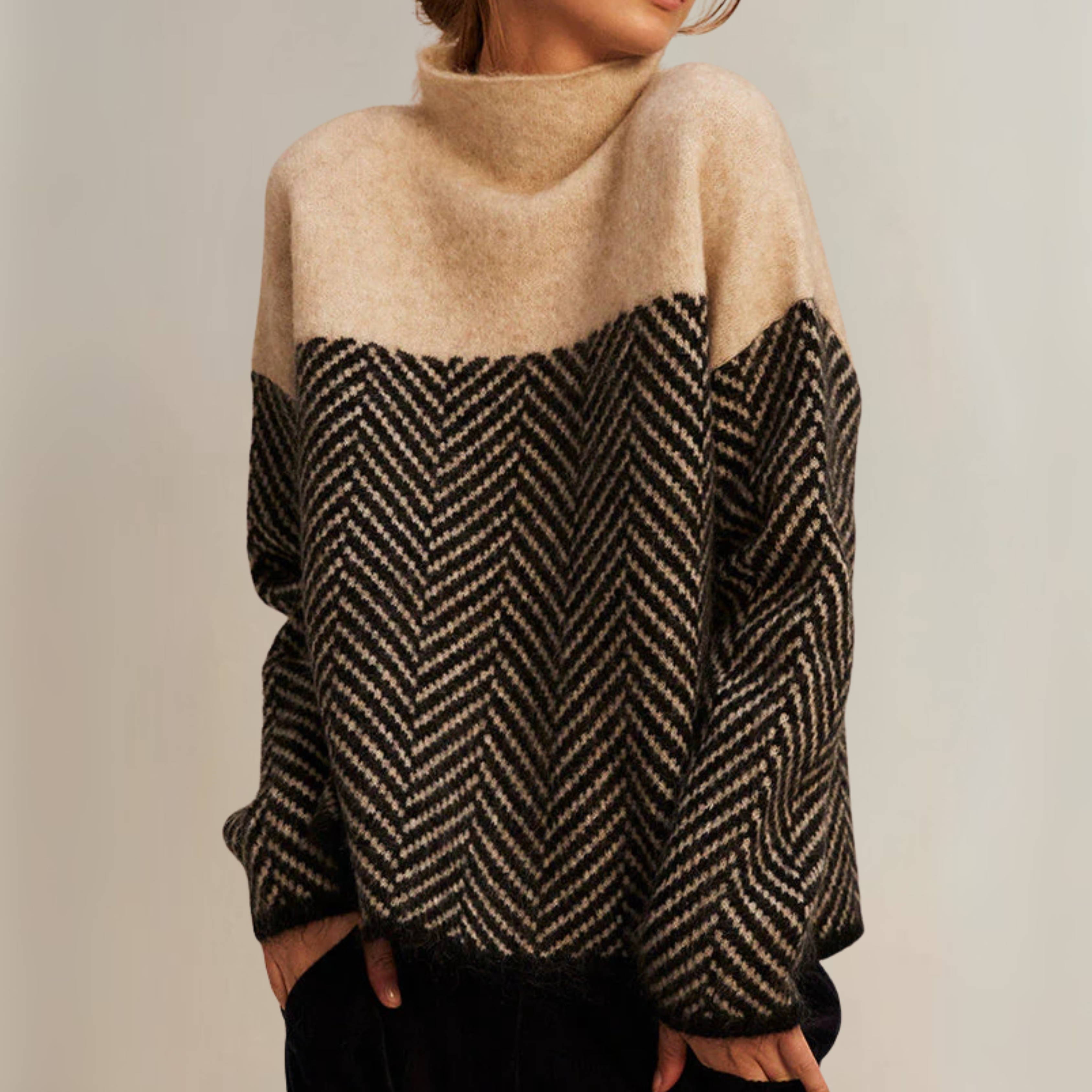 Norah – Pullover mit Fischgratmuster im Colorblock