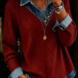 Estelle | Denim-Sweatshirt im Azteken-Patchwork-Look