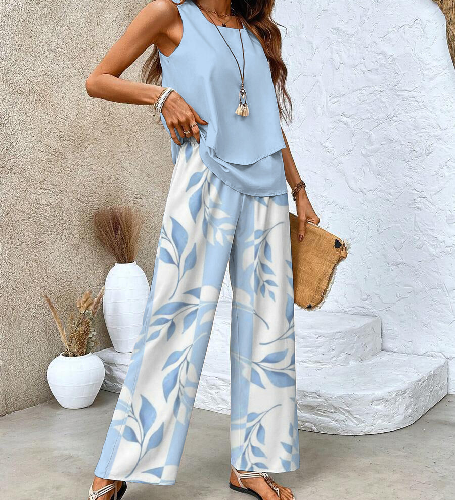 Averie – Hellblaues Set mit Blätterhose