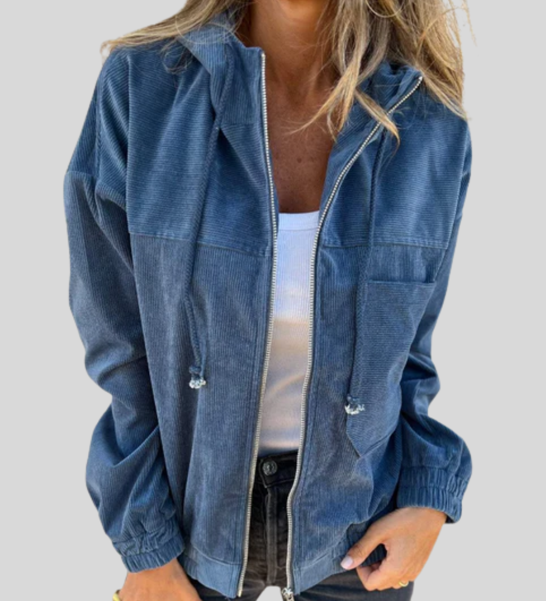Mabel – Blaue Cordjacke mit Brusttaschen