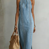 Julia | Jeanskleid mit Retro-Spitze