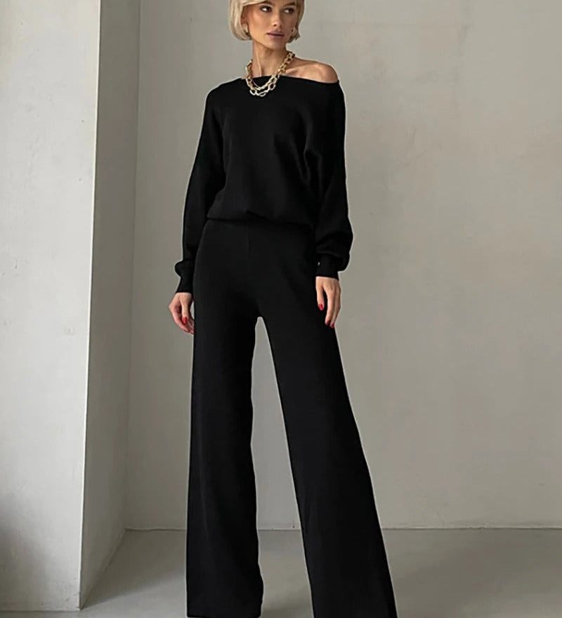 Crisha – Schwarzes Set mit weiter Hose