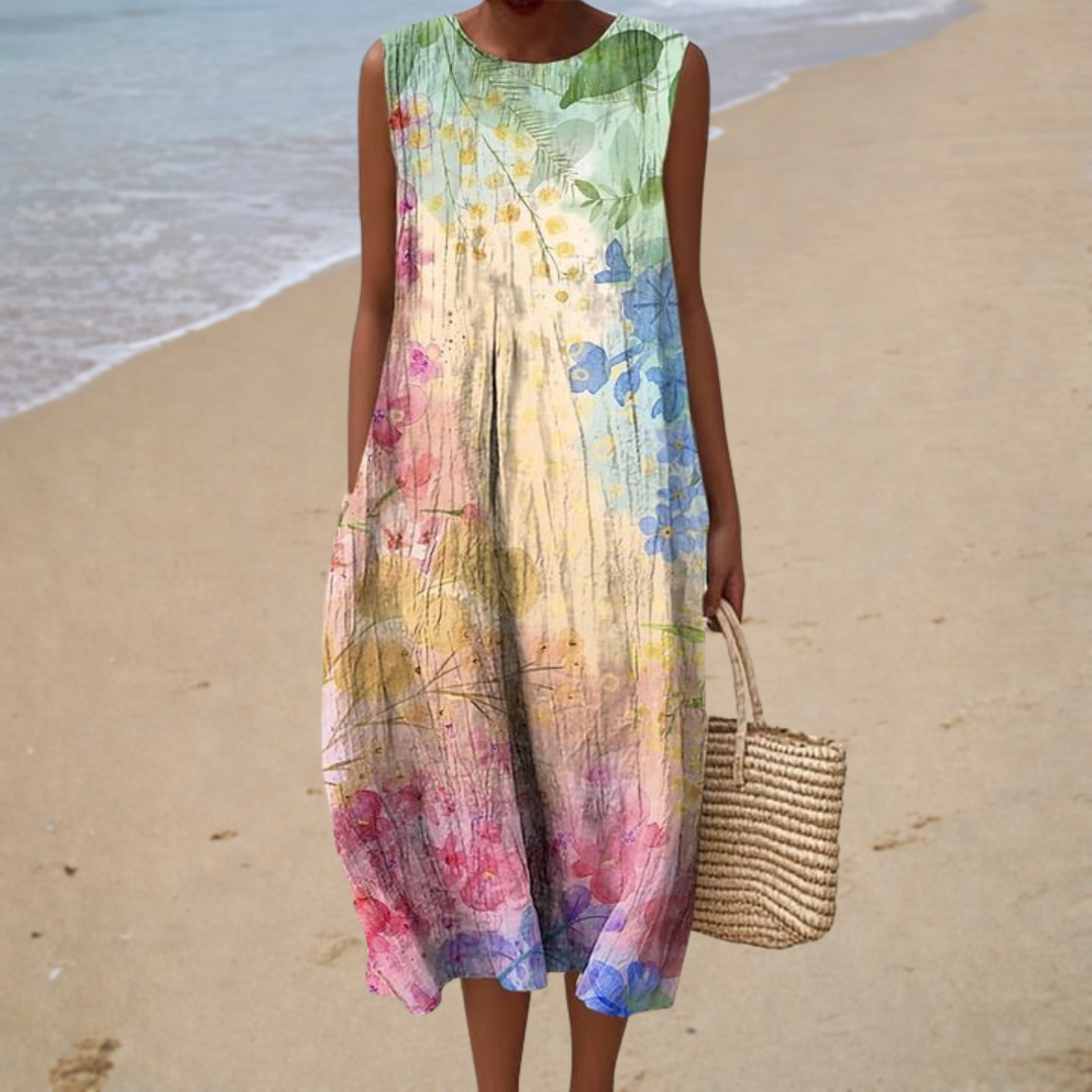 Anaïs – Kleid mit pastelligem Aquarellprint