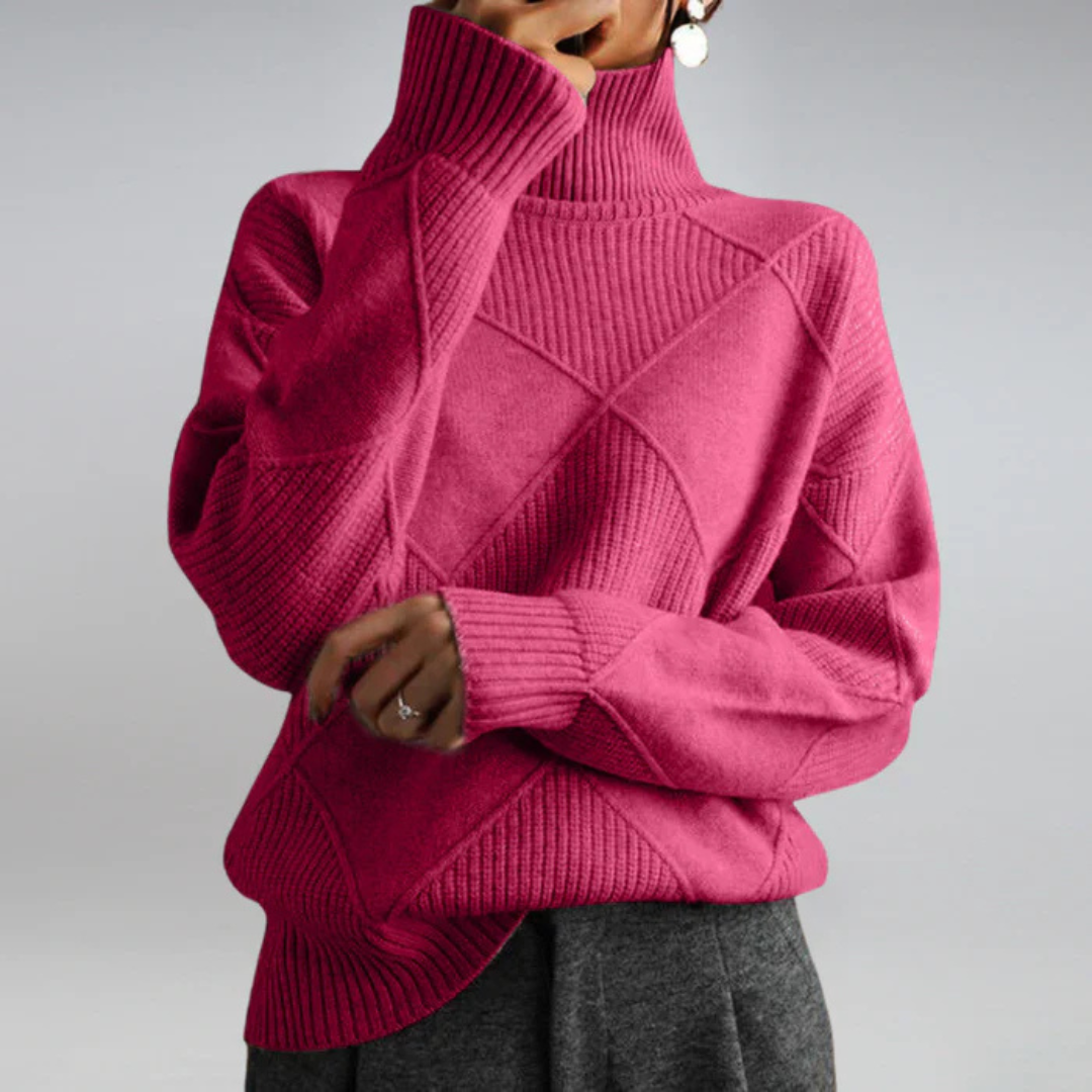 Lauren – Pinkfarbener Rollkragenpullover mit Strukturdetails