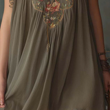 Graues Minikleid mit Blumenmuster