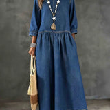Vera | Lockeres Denimkleid mit Rundhalsausschnitt