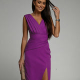 Maud | Elegantes Kleid mit V-Ausschnitt und Schlitz