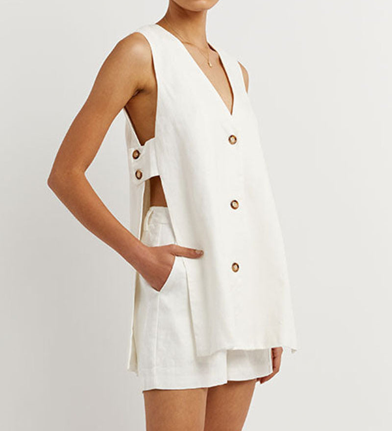 Fiona – Weisses Minikleid mit Knopfleiste