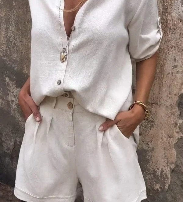Melda – Weisses Blusenset mit Shorts