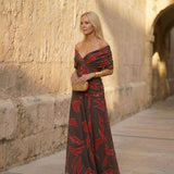 Poppy | Elegantes Kleid mit Blätterprint