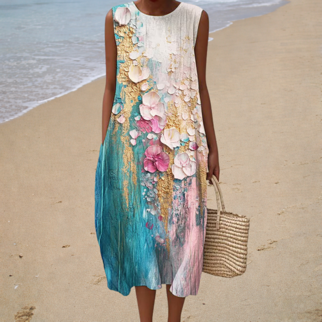 Nadja – Kleid mit farbigem Aquarellprint