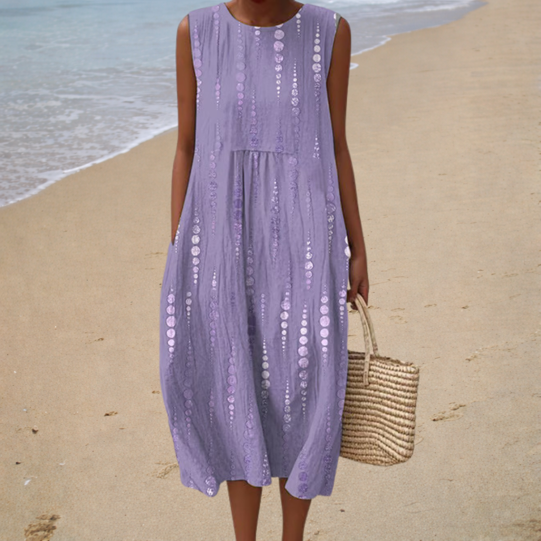 Violette – Lila Kleid mit Ziernähten