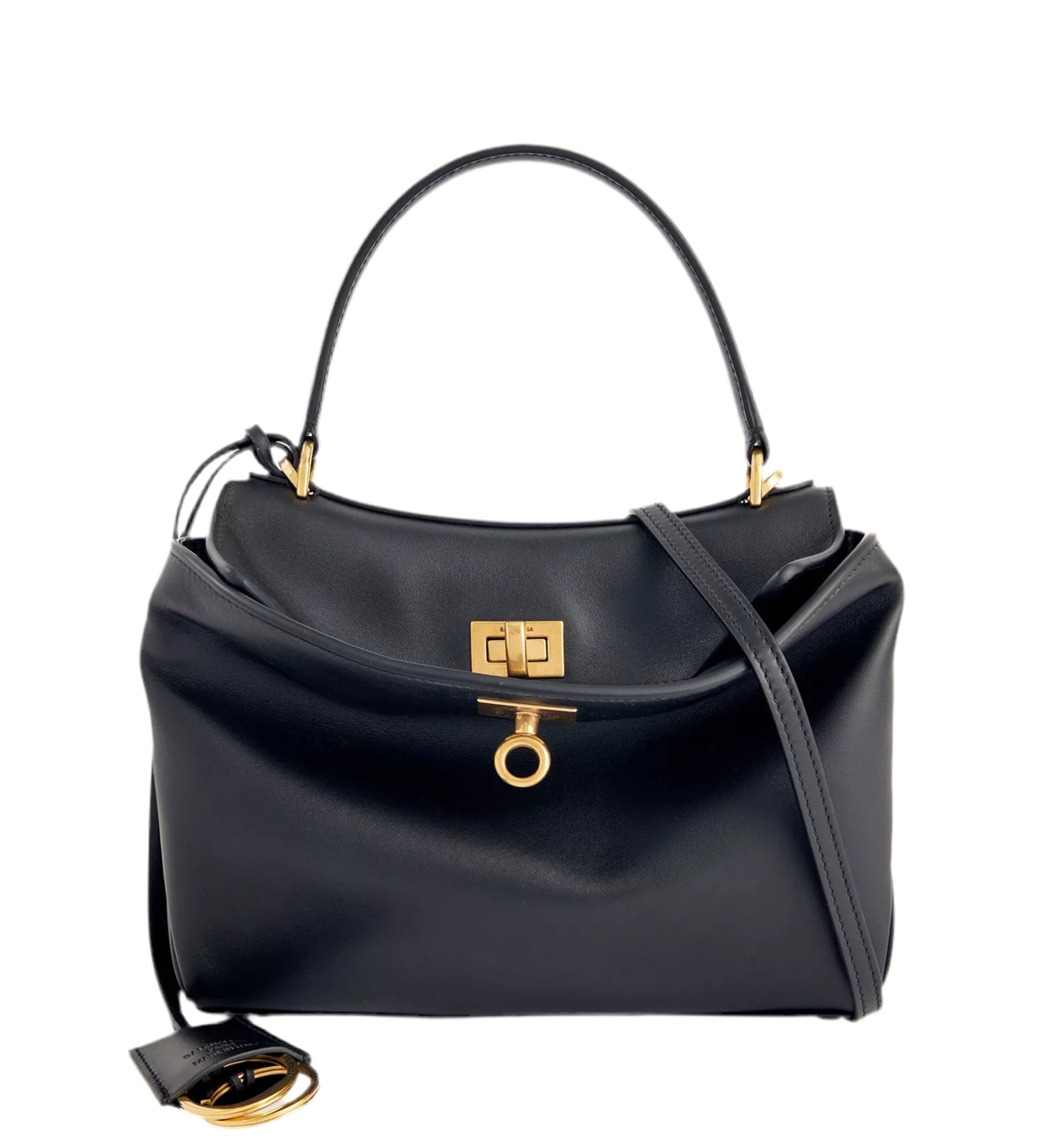 Auriane – Schwarze Handtasche mit Goldbeschlägen