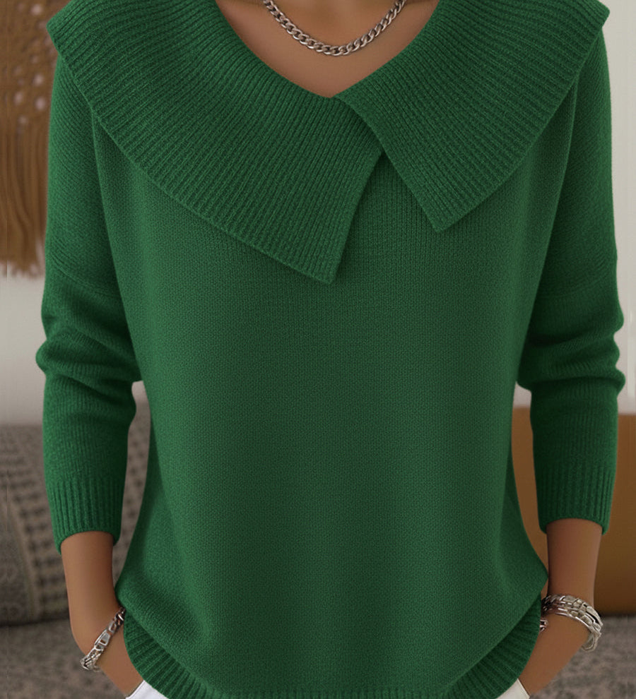 Arielle – Grüner Pullover mit breitem Kragen