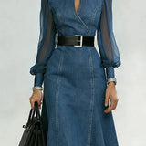 Linda | Denimkleid mit Organza-Ärmeln