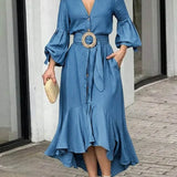 Lena | Lockeres Denimkleid mit V-Ausschnitt