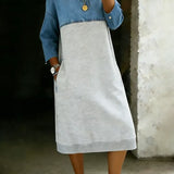 Ariane | Denim-Hemdkleid im Patchwork-Look