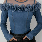 Lotte | Denim-Shirt mit Mesh- und Organza-Details